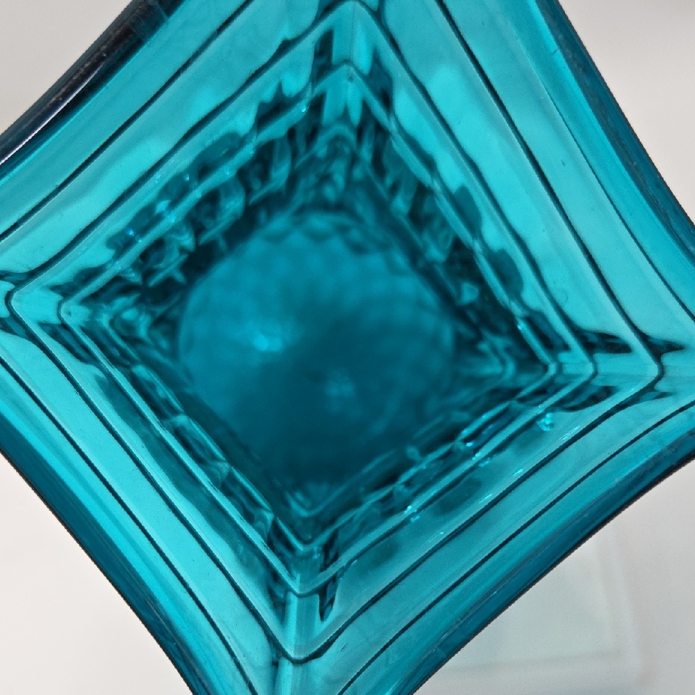 Blenko 1110 Optic Vase Seabreeze Blue 10.5" Applied Clear Swirl - Picture 5 of 7